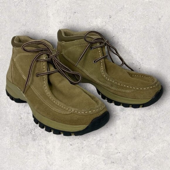 Route 66 Hiking Boots Mens Size 8 Beige Tan Brown Grip Lace Up Loafer Half Boot - Picture 2 of 11